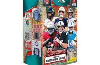 2026 Topps NFL Bowman Football Trading Card Value Box, 6 packs of 10 cards