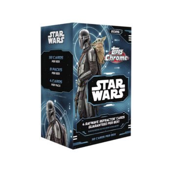 2026 Topps Chrome Star Wars Trading Card Value Box with The Mandalorian and Grogu, 8 packs and 32 cards per box