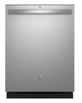 GE dishwasher with top controls, stainless look
