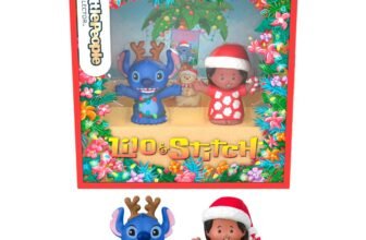 Little People Collector Disney Lilo & Stitch Holiday Special Edition set in its beachy Christmas window box