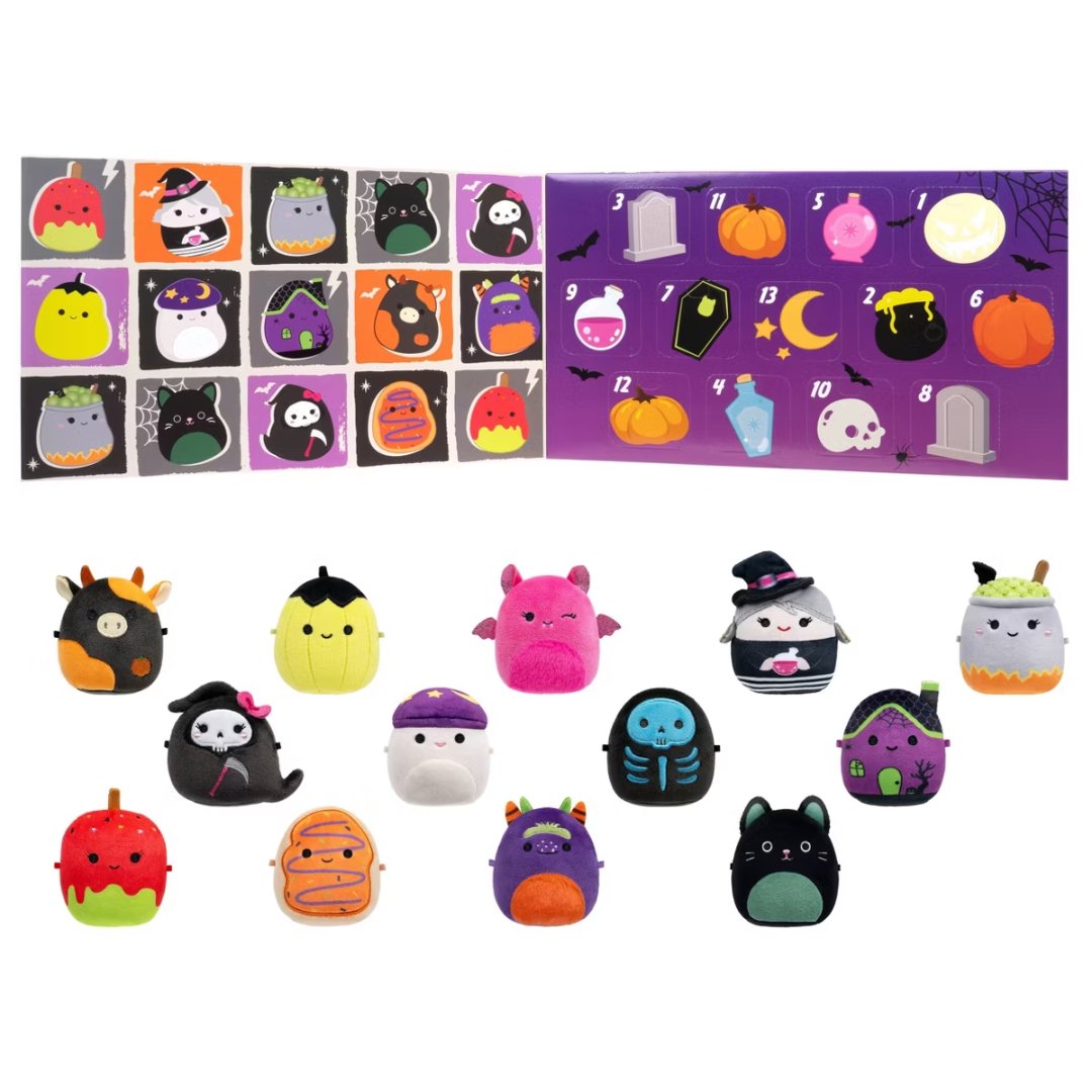 Micromallows Halloween countdown calendar open with plush alternate view