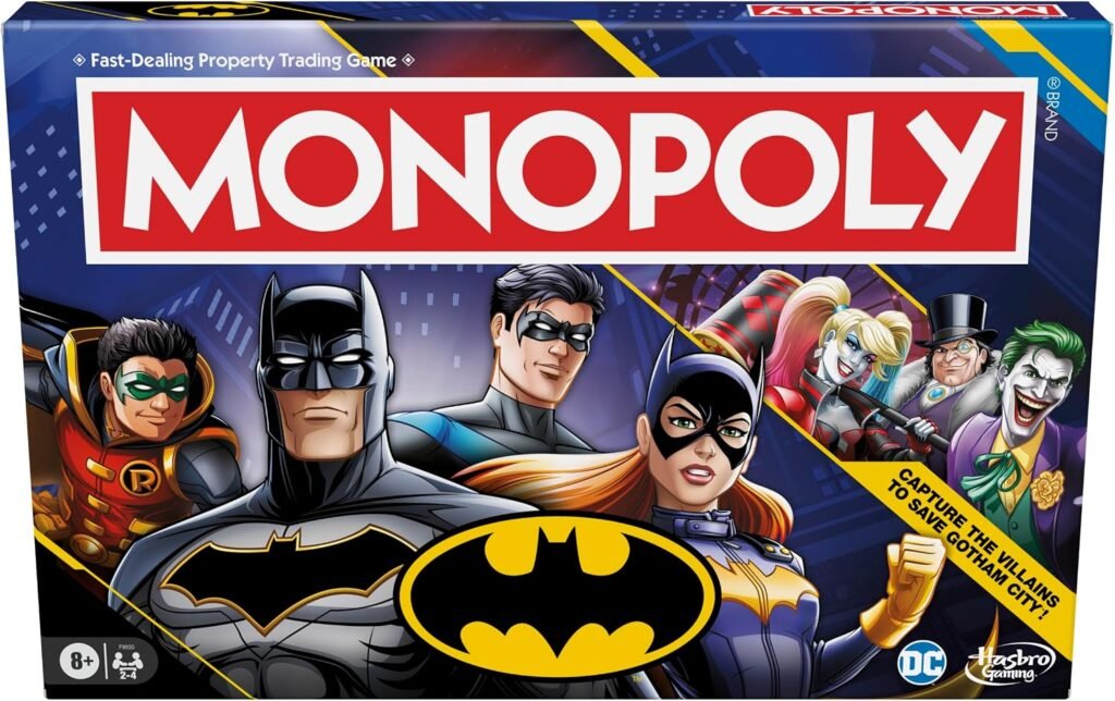 Monopoly Batman Edition board game box, Amazon exclusive