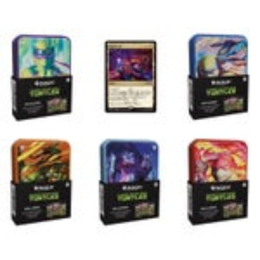 All five Magic: The Gathering TMNT character tins with the foil Turtle Lair promo card