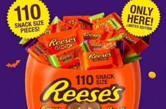Reese’s Assorted Peanut Butter Halloween Candy Pumpkin Bowl (110-Pack, 60.9 oz)