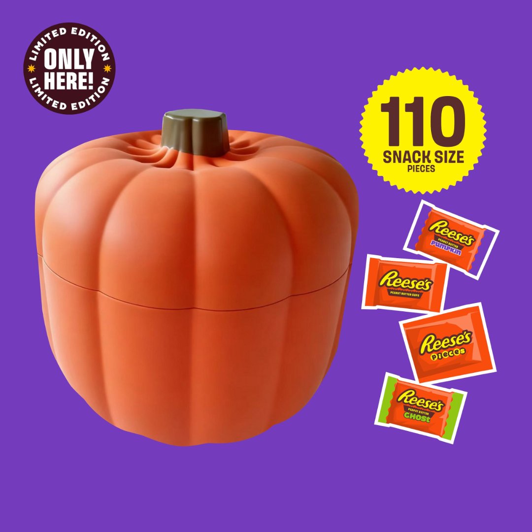 Reese's Assorted Peanut Butter Halloween Candy Pumpkin Bowl 110-pack