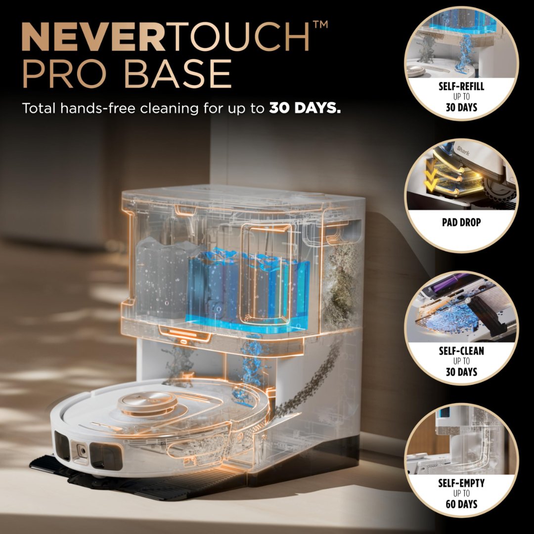 Shark NeverTouch Pro Base — self-empty, self-refill, self-clean