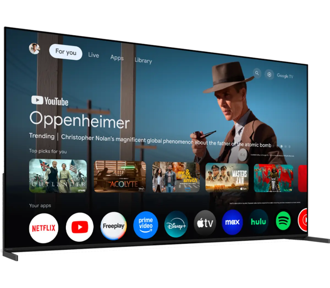 Sony BRAVIA 8 II Google TV UI angle shot