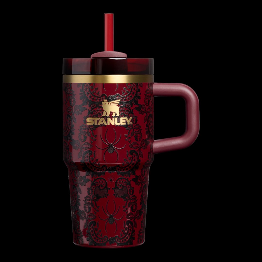 Stanley Halloween Quencher H2.0 â€” red spiderweb gothic lace design