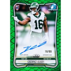 2026 Bowman Chrome Kenyon Sadiq rookie autograph green numbered to 99
