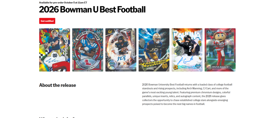 2026 Bowman U Best Football product banner from Topps