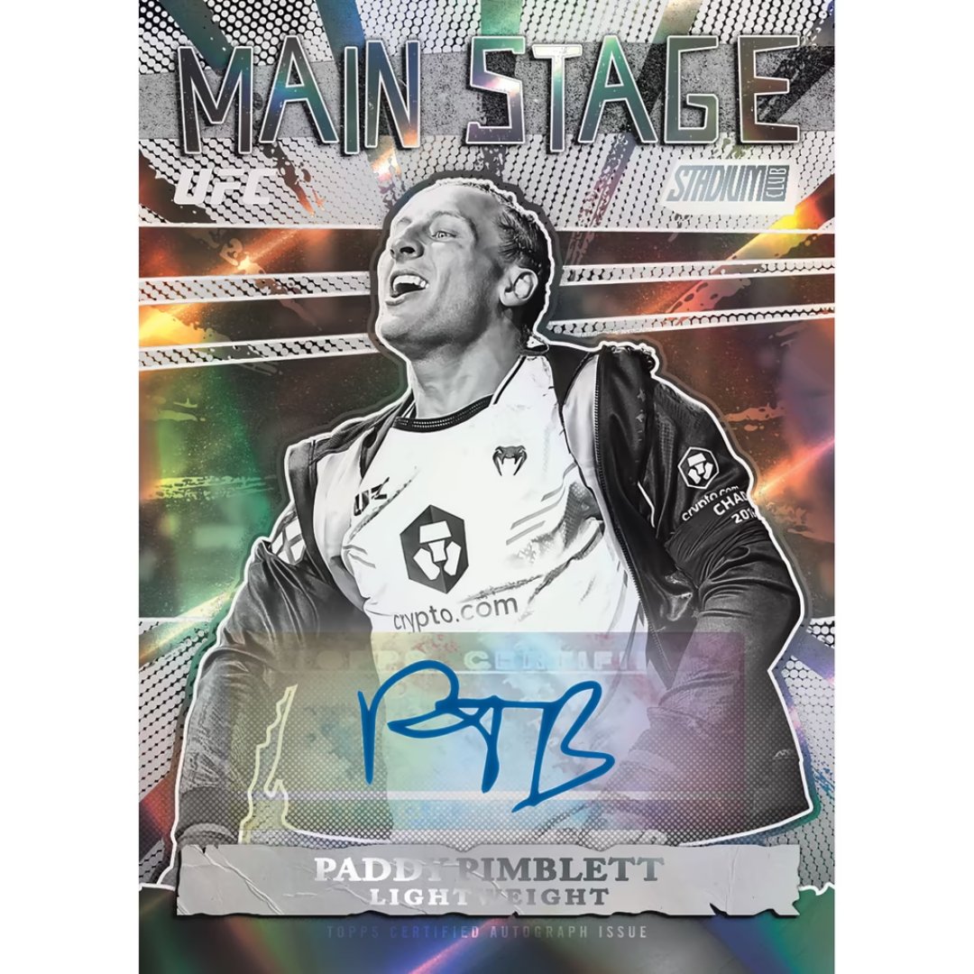 2026 Topps Stadium Club UFC Paddy Pimblett Main Stage autograph