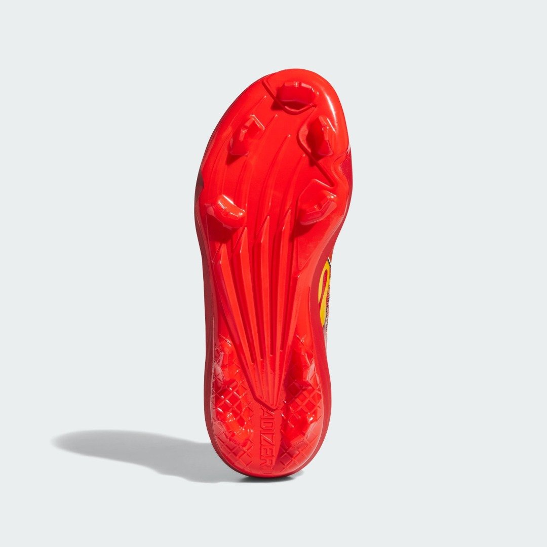 Red TPU stud plate on the bottom of the adidas Pixar Cars Adizero Impact 3.0 cleat