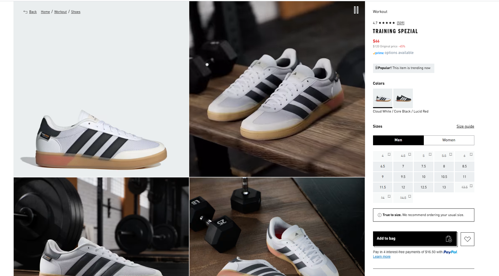 adidas Training Spezial on sale for 66 dollars at adidas.com