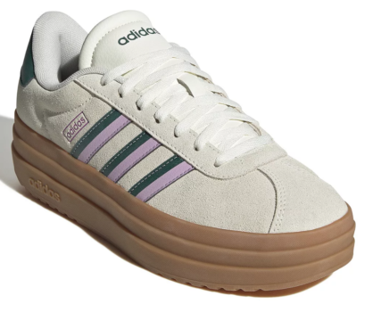 adidas VL Court Bold women's platform shoes in cream with green and lilac stripes
