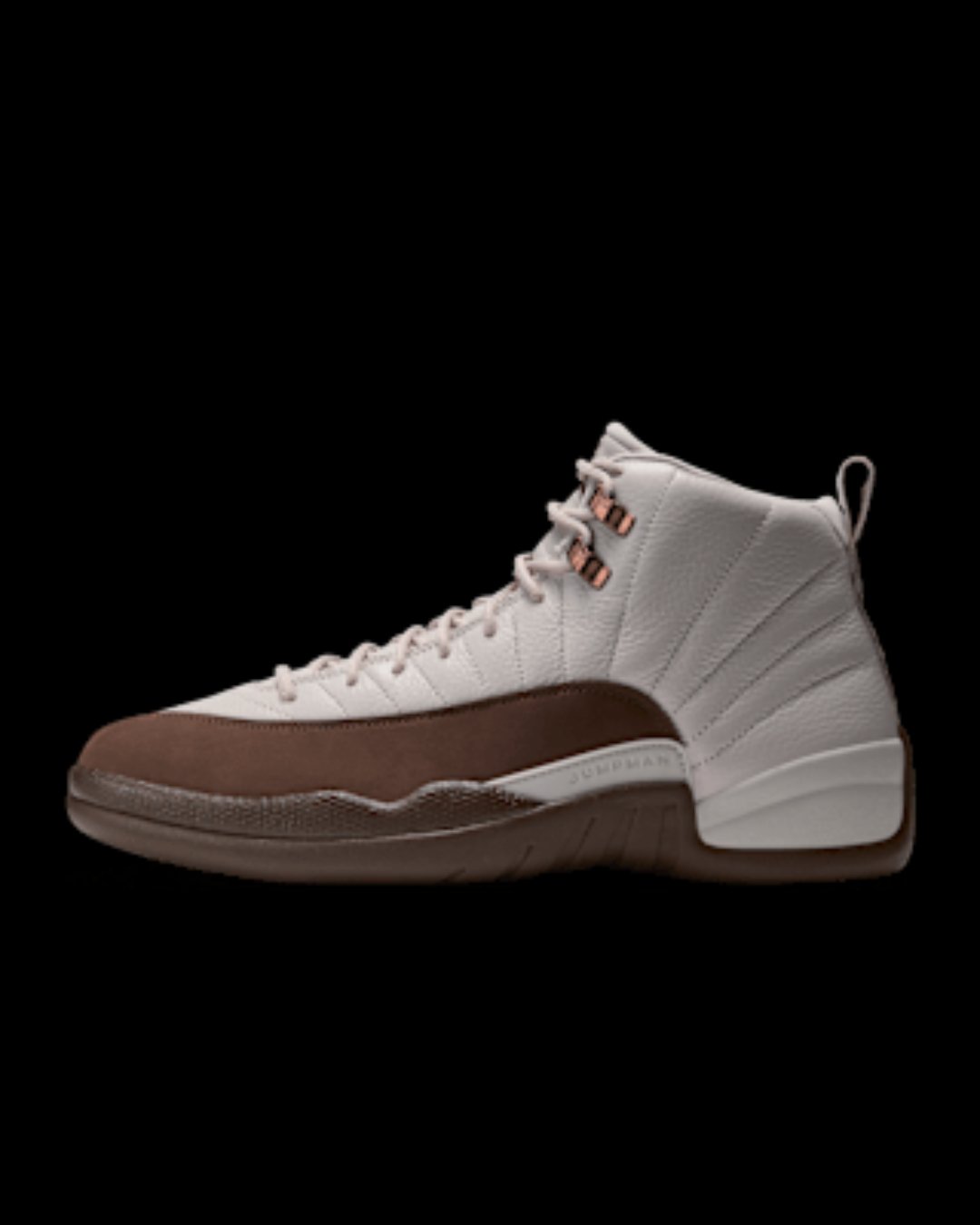 Air Jordan 12 Retro Fireside lateral view with Cacao Wow mudguard