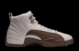Air Jordan 12 Retro Fireside side profile in Light Orewood Brown and Cacao Wow