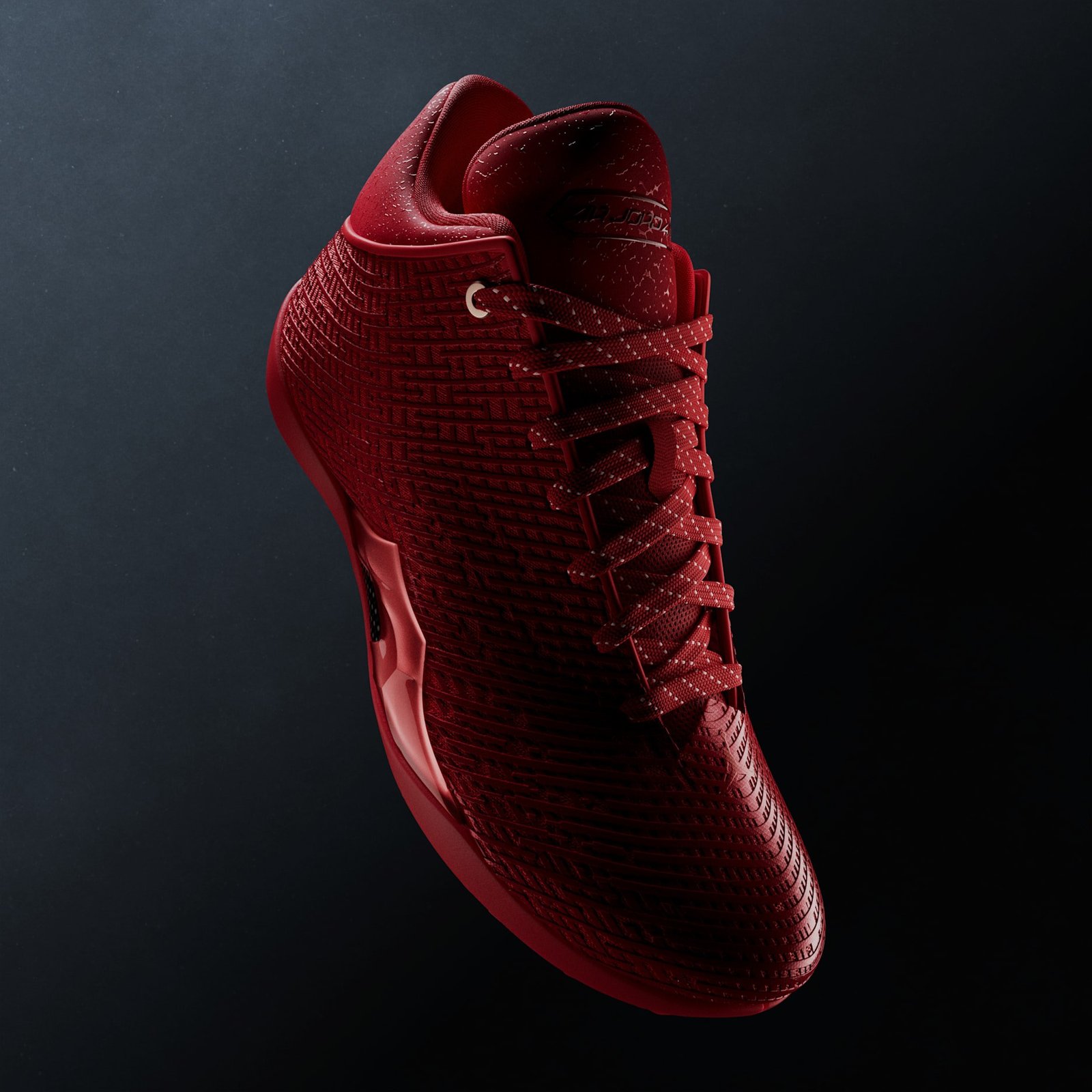 Air Jordan 41 Ruby alternate angle showing the all-red textured upper