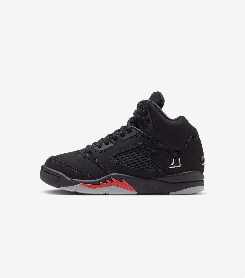 Little Kids Jordan 5 Halloween in Black and Picante Red