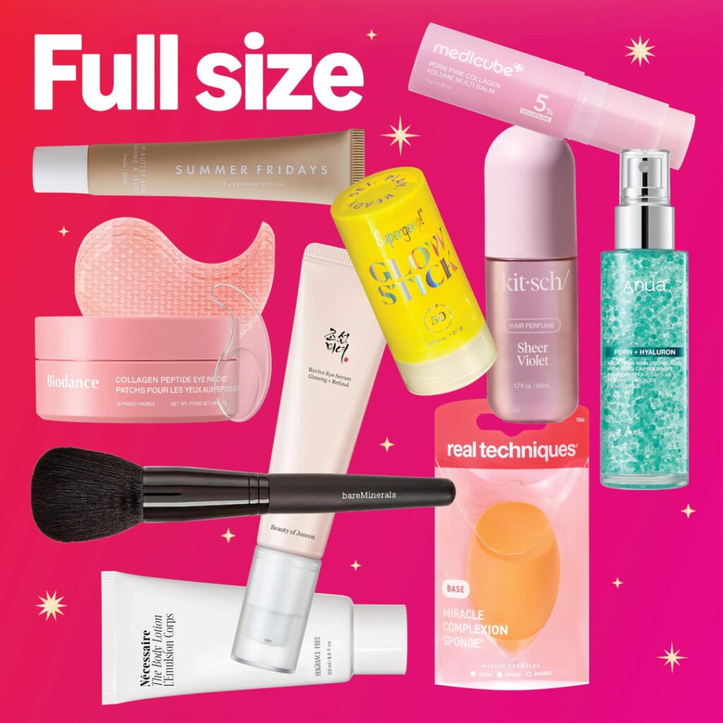 Full-size products in the Amazon Beauty Advent Calendar 2026 — Summer Fridays, Kitsch, Real Techniques, bareMinerals brush and more