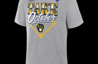 Milwaukee Brewers 2026 Division Series Champions Locker Room Take October t-shirt in gray, front