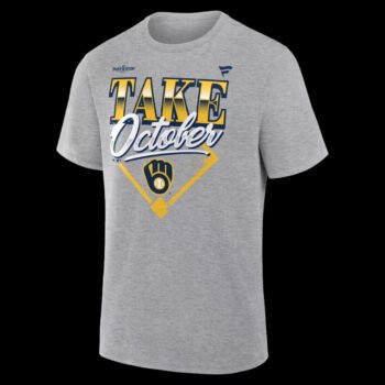 Milwaukee Brewers 2026 Division Series Champions Locker Room Take October t-shirt in gray, front