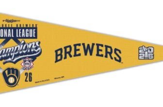 Milwaukee Brewers WinCraft 2026 National League Champions Locker Room premium pennant in gold