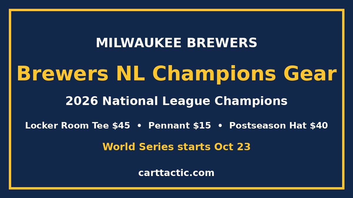 Brewers NL Champions Gear card in navy and gold