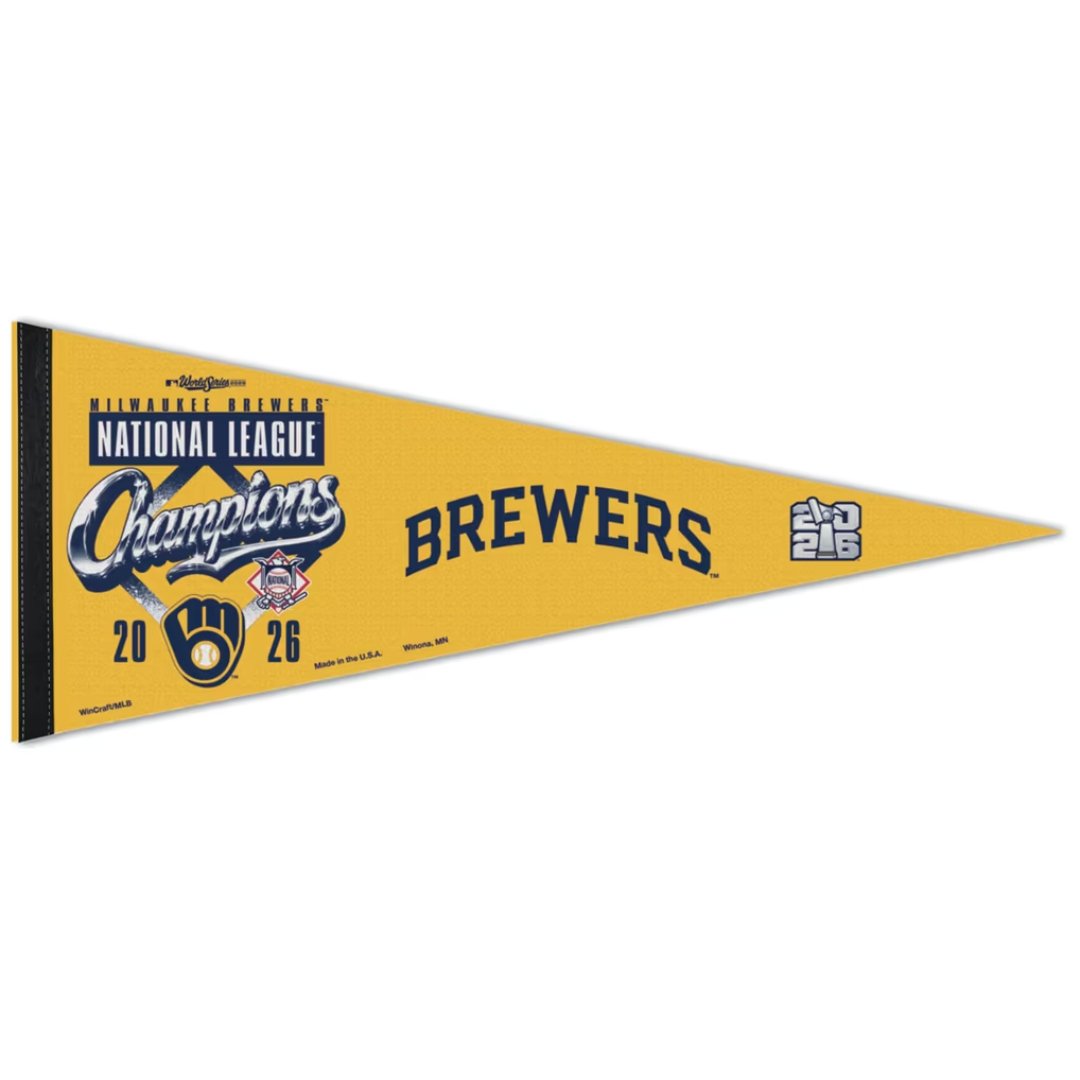 Brewers 2026 National League Champions gold felt pennant