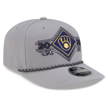 Milwaukee Brewers New Era 2026 NLDS Champions Locker Room 9SEVENTY hat in gray, front view