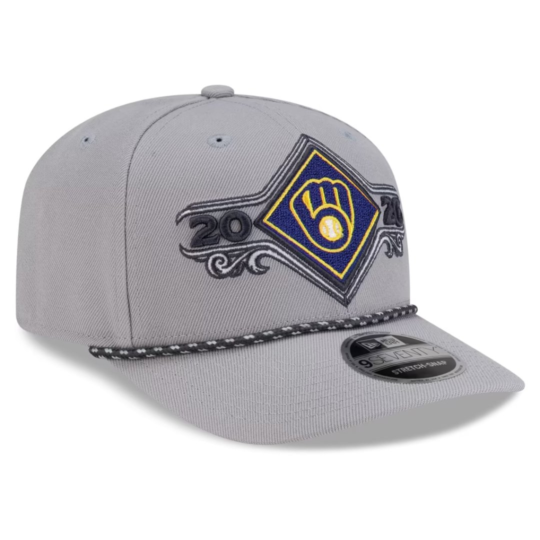 Milwaukee Brewers New Era 2026 NLDS Champions Locker Room 9SEVENTY hat in gray, front view