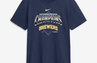 Milwaukee Brewers Nike 2026 National League Champions t-shirt in navy, front