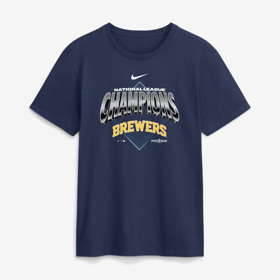 Milwaukee Brewers Nike 2026 National League Champions t-shirt in navy, front