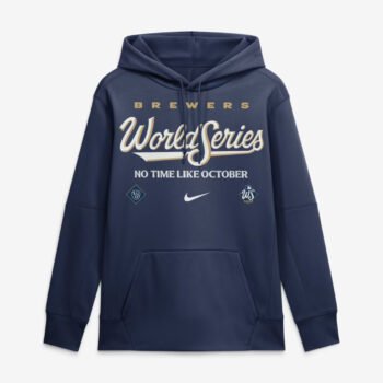 Milwaukee Brewers Nike 2026 World Series Authentic Collection Therma Fleece Hoodie in navy, front