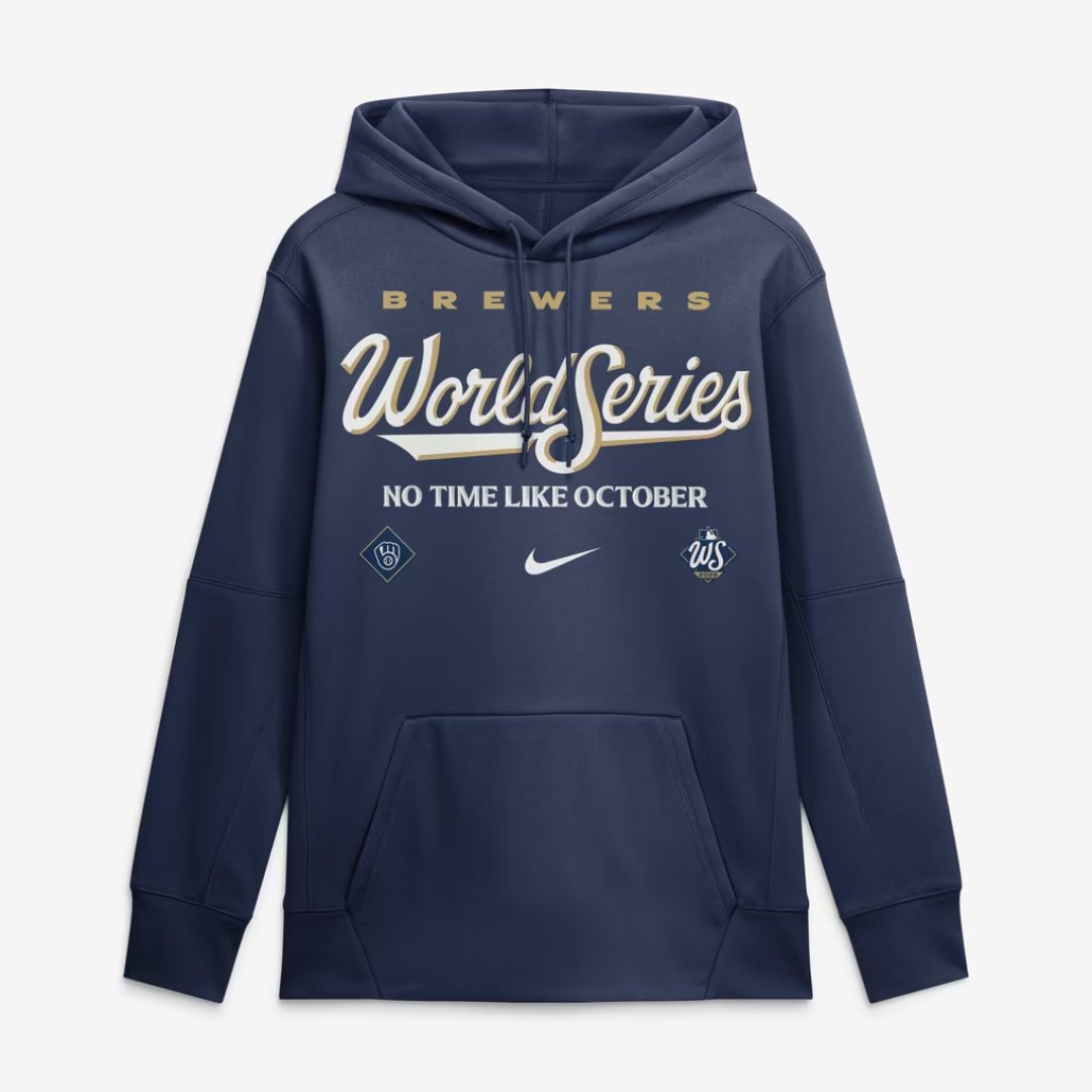 Milwaukee Brewers Nike 2026 World Series Authentic Collection Therma Fleece Hoodie in navy, front