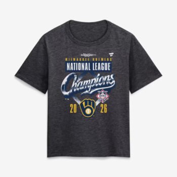 Milwaukee Brewers women's 2026 National League Champions Locker Room t-shirt in heather charcoal