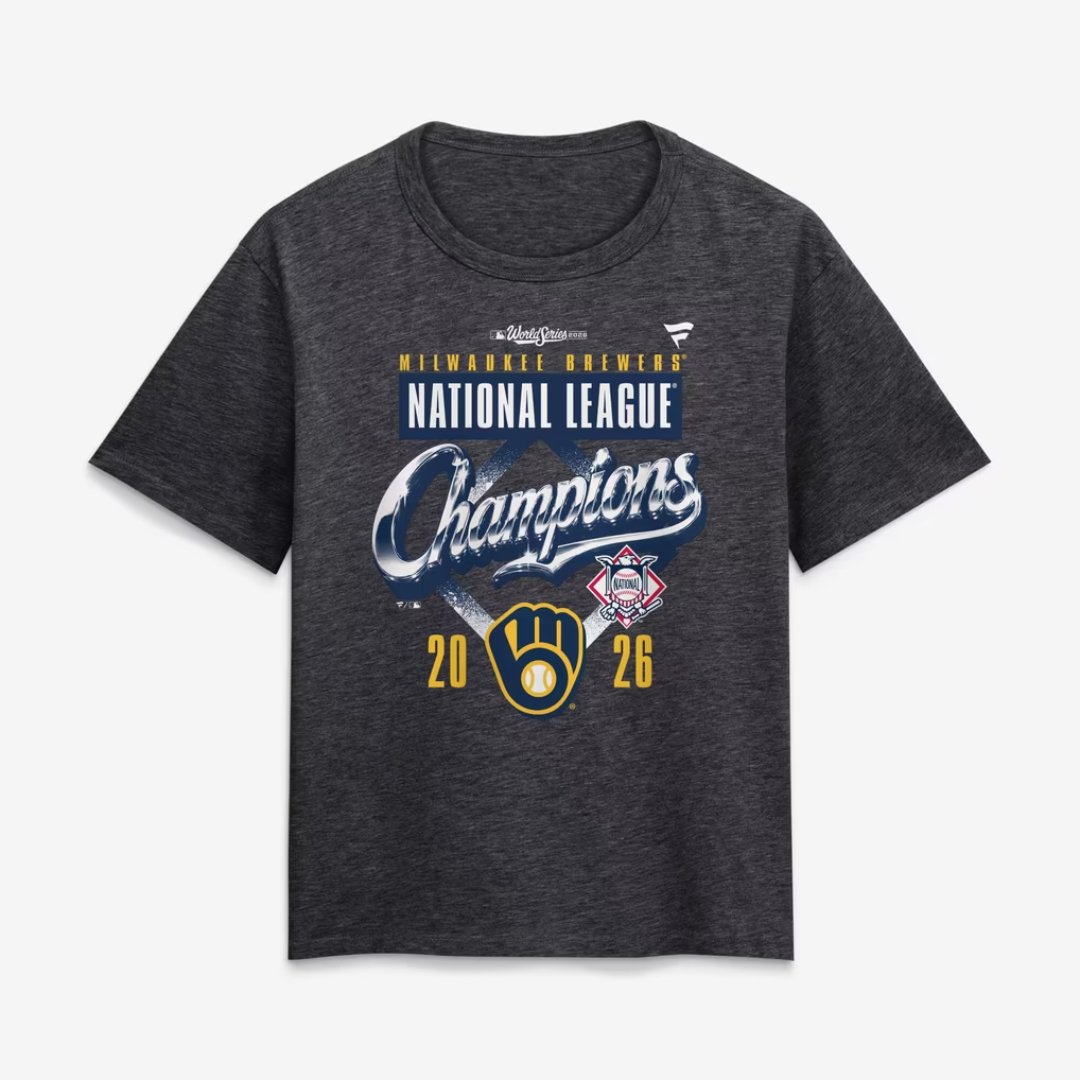 Milwaukee Brewers women's 2026 National League Champions Locker Room t-shirt in heather charcoal