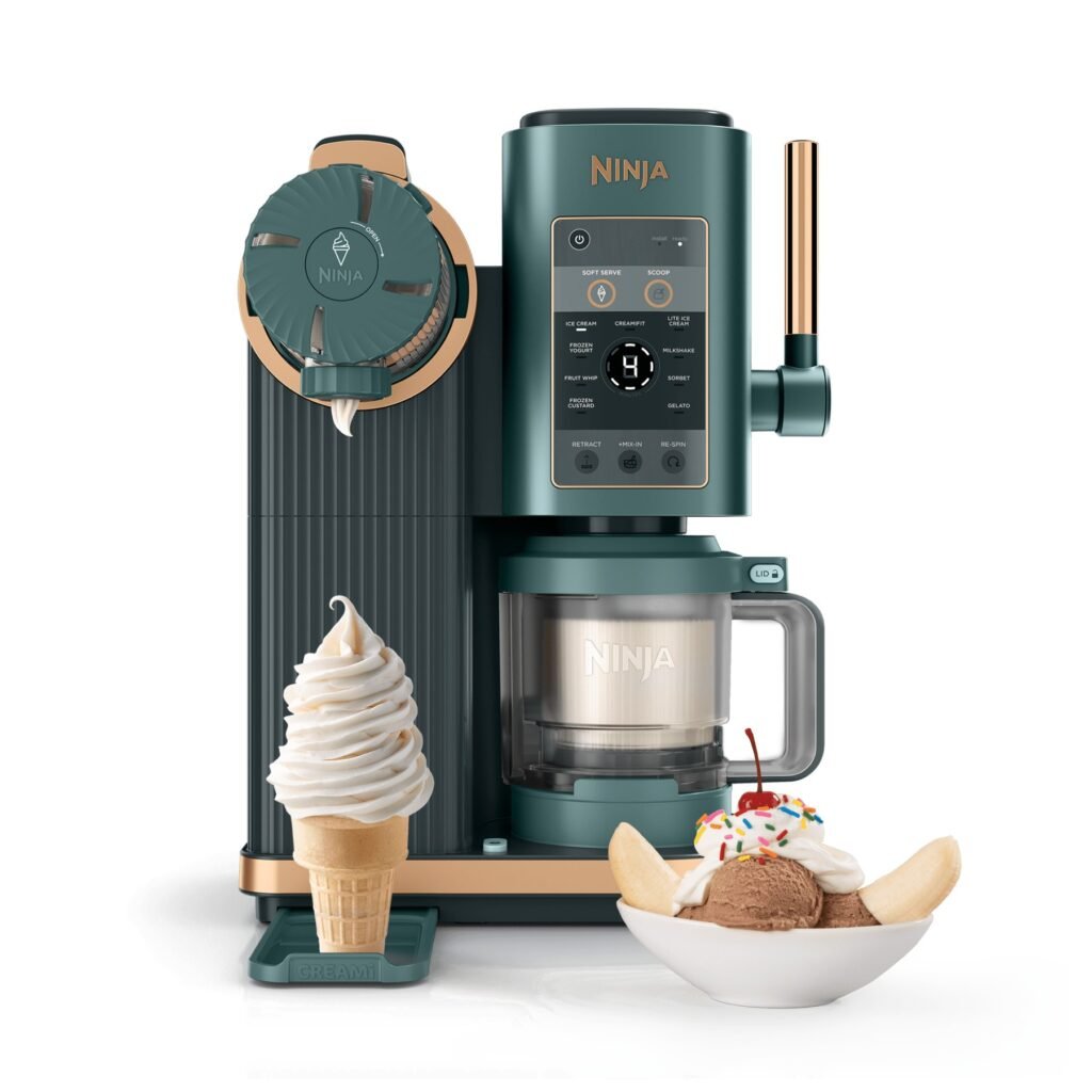 Ninja CREAMi Scoop & Swirl Soft Serve Ice Cream Machine in Golden Pine (NC701GN2)