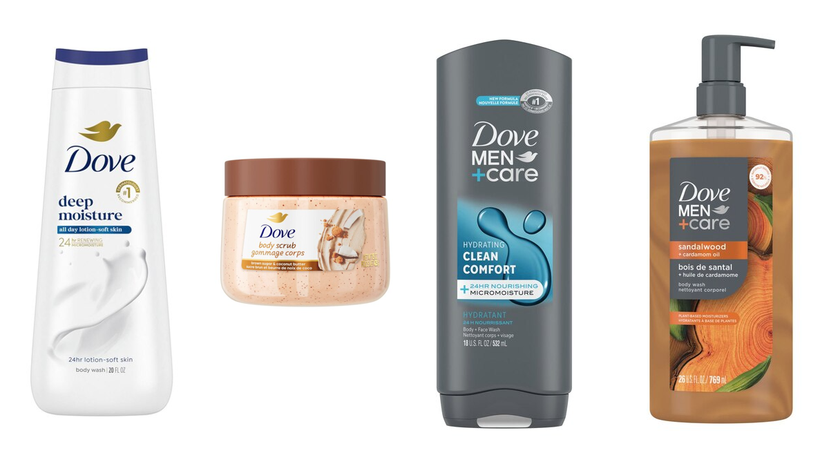 Dove and Dove Men+Care body wash stacks at CVS