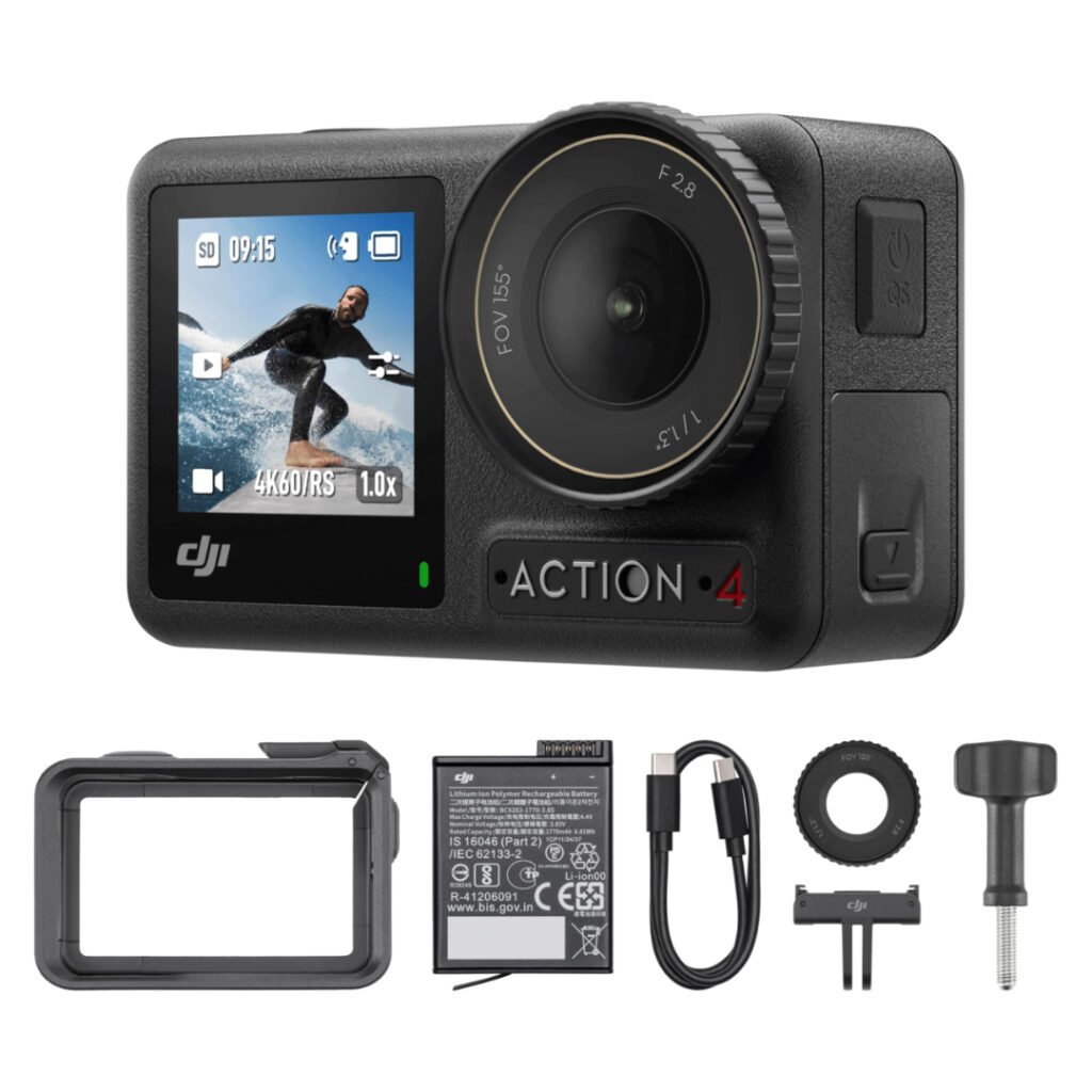DJI Osmo Action 4 Essential Combo action camera with battery, mini tripod and mounts
