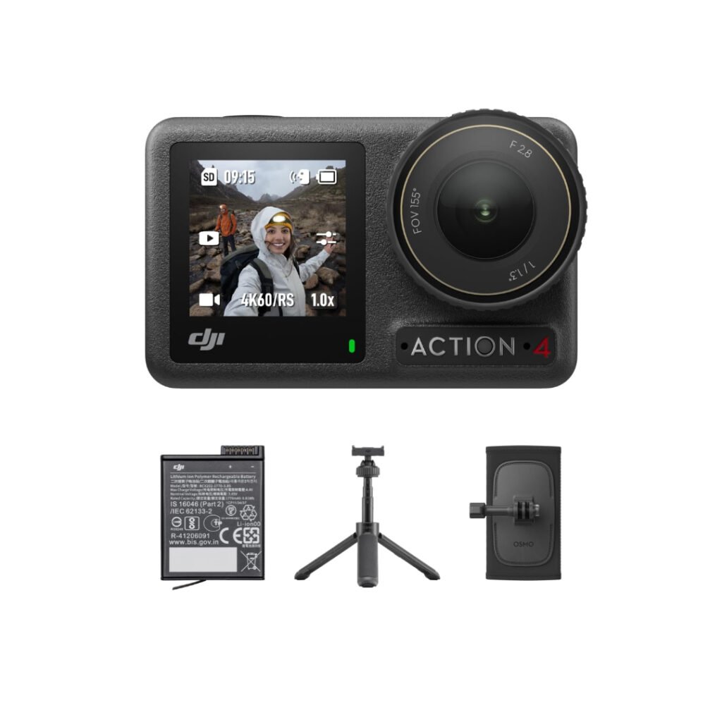DJI Osmo Action 4 with extra battery and mini tripod