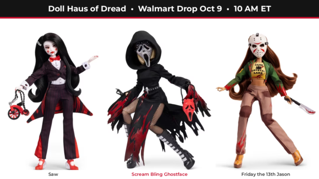 Doll Haus of Dread Saw, Scream Bling Ghostface and Friday the 13th Jason collector dolls, Walmart drop Oct 9 at 10 AM ET