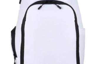 DSG Sport Backpack white black accents athletic backpack front studio