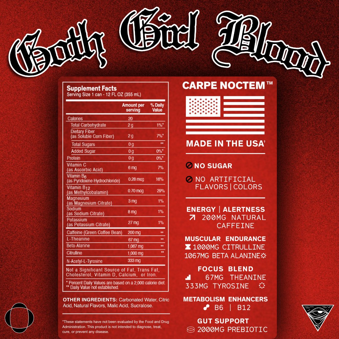 Echelon Goth Girl Blood can label and nutrition facts