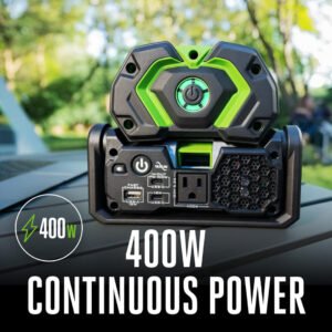 EGO Power+ 400W continuous power badge outdoor close-up