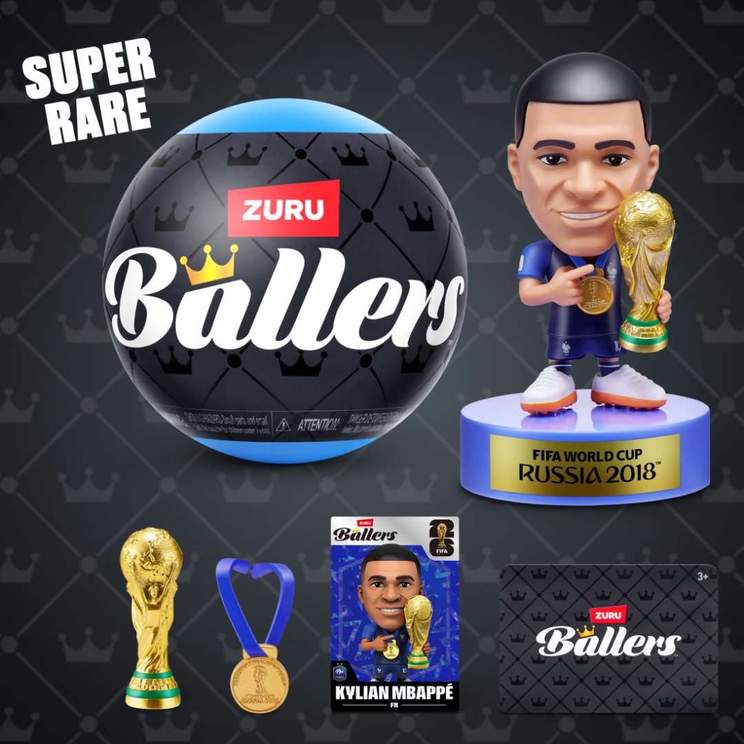 Super Rare Kylian Mbappé FIFA Ballers with World Cup trophy