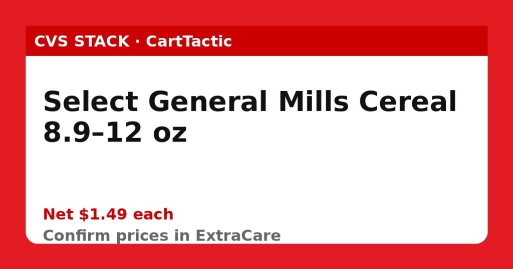 Select General Mills Cereal 8.9–12 oz (buy 2)