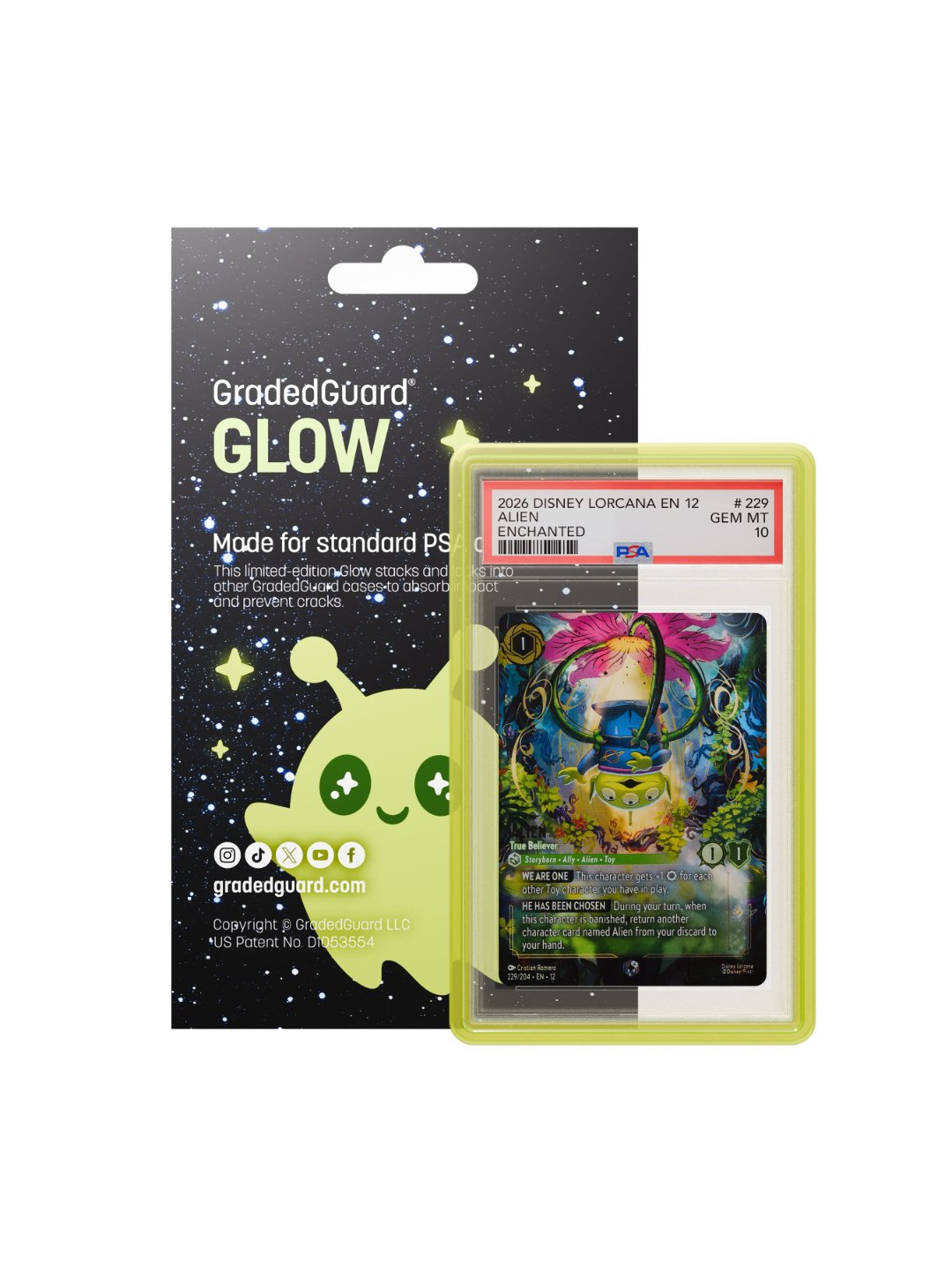 GradedGuard Glow case on a PSA slab with packaging