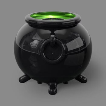 Hyde & EEK! Boutique Halloween Cauldron Bubble Blower light-up green rim studio shot