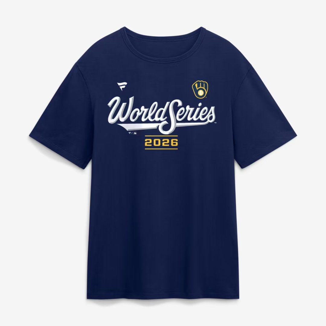 Brewers 2026 World Series navy tee, front angle