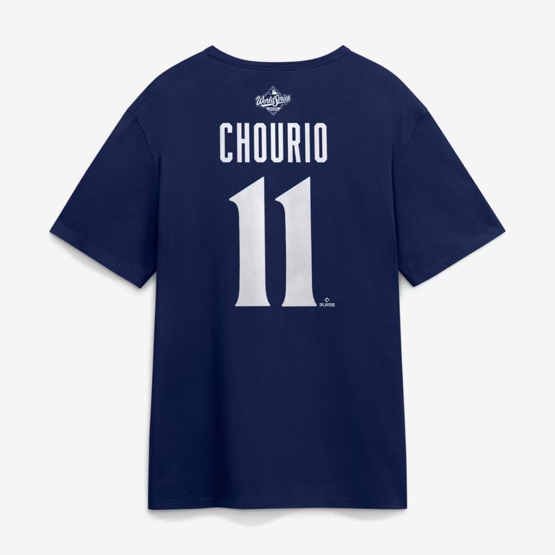 Chourio #11 Brewers navy tee, back angle